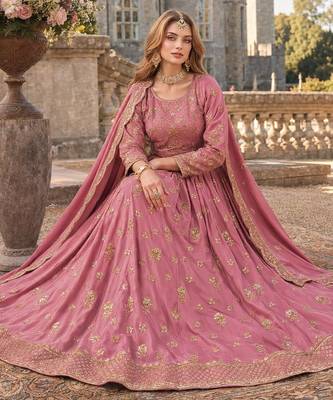 Pink Organza Semi Stitched Lehenga Choli with Heavy Embroidery Work 3