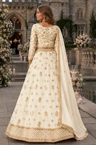 White Organza Semi Stitched Lehenga Choli with Heavy Embroidery Work