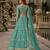 Sky Blue Organza Semi Stitched Lehenga Choli with Heavy Embroidery Work