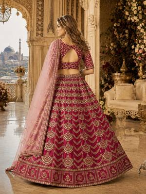 Maroon Art Silk Semi Stitched Lehenga Choli with Heavy Embroidery Work 2