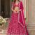 Magenta Dola Silk Semi Stitched Lehenga Choli with Heavy Embroidery Work