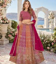 Rani Faux Georgette Semi Stitched Lehenga Choli with Embroidered & Sequin Work