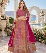 Rani Faux Georgette Semi Stitched Lehenga Choli with Embroidered & Sequin Work