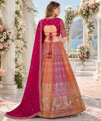 Rani Faux Georgette Semi Stitched Lehenga Choli with Embroidered & Sequin Work 2