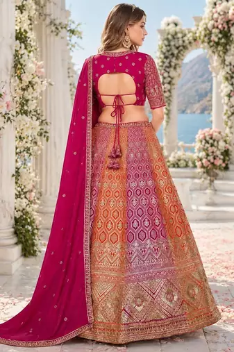 Rani Faux Georgette Semi Stitched Lehenga Choli with Embroidered & Sequin Work