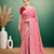 Peach  Embroidery White Thread Work Design And Cotton Blend Saree With Unstitched Blouse