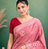 Peach  Embroidery White Thread Work Design And Cotton Blend Saree With Unstitched Blouse
