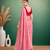 Peach  Embroidery White Thread Work Design And Cotton Blend Saree With Unstitched Blouse