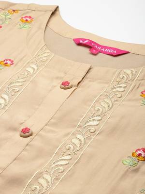 Floral Embroidered Thread Work Kurta With Trousers & Dupatta 2
