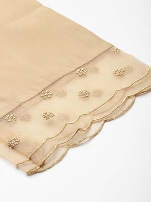 Floral Embroidered Thread Work Kurta With Trousers & Dupatta 8