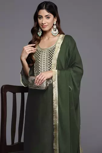 Ethnic Motifs Yoke Design Kurta with Palazzos & Dupatta