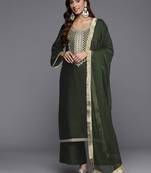 Ethnic Motifs Yoke Design Kurta with Palazzos & Dupatta