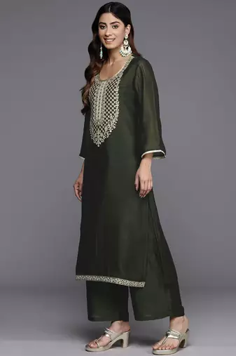 Ethnic Motifs Yoke Design Kurta with Palazzos & Dupatta