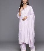 Women Floral Embroidered Regular Thread Work Kurta with Trousers & With Dupatta