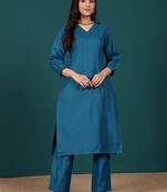 Women V-Neck Regular Kurta with Trousers