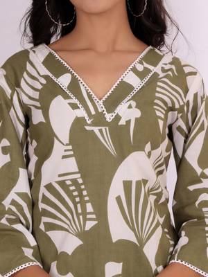 Women Abstract Printed V-Neck Pure Cotton Kurta with Palazzos 2