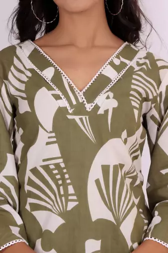 Women Abstract Printed V-Neck Pure Cotton Kurta with Palazzos