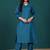 V-Neck Bell Sleeves Straight Kurta With Trousers