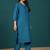 V-Neck Bell Sleeves Straight Kurta With Trousers