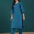 V-Neck Bell Sleeves Straight Kurta With Trousers