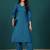 V-Neck Bell Sleeves Straight Kurta With Trousers
