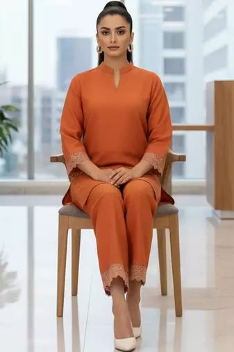 Women Regular Thread Work Kurta with Trousers