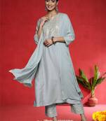 Women Embroidered Kurta with Trousers & Dupatta