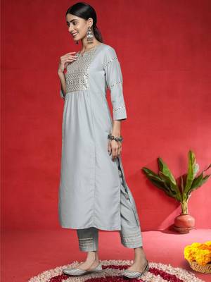 Women Embroidered Kurta with Trousers & Dupatta 4