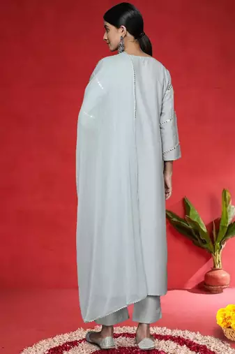 Women Embroidered Kurta with Trousers & Dupatta