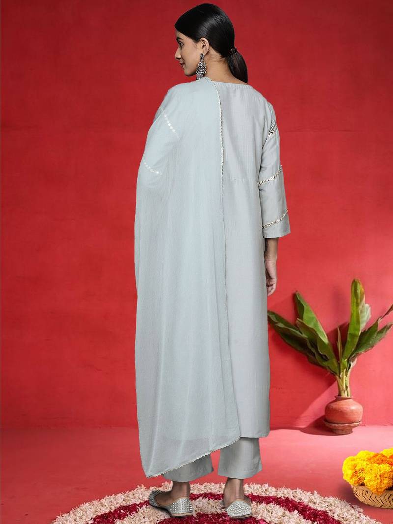 Women Embroidered Kurta with Trousers & Dupatta