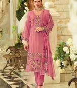 Geometric Printed Square Neck Thread Work Pure Cotton Kurta With Trouser & Dupatta