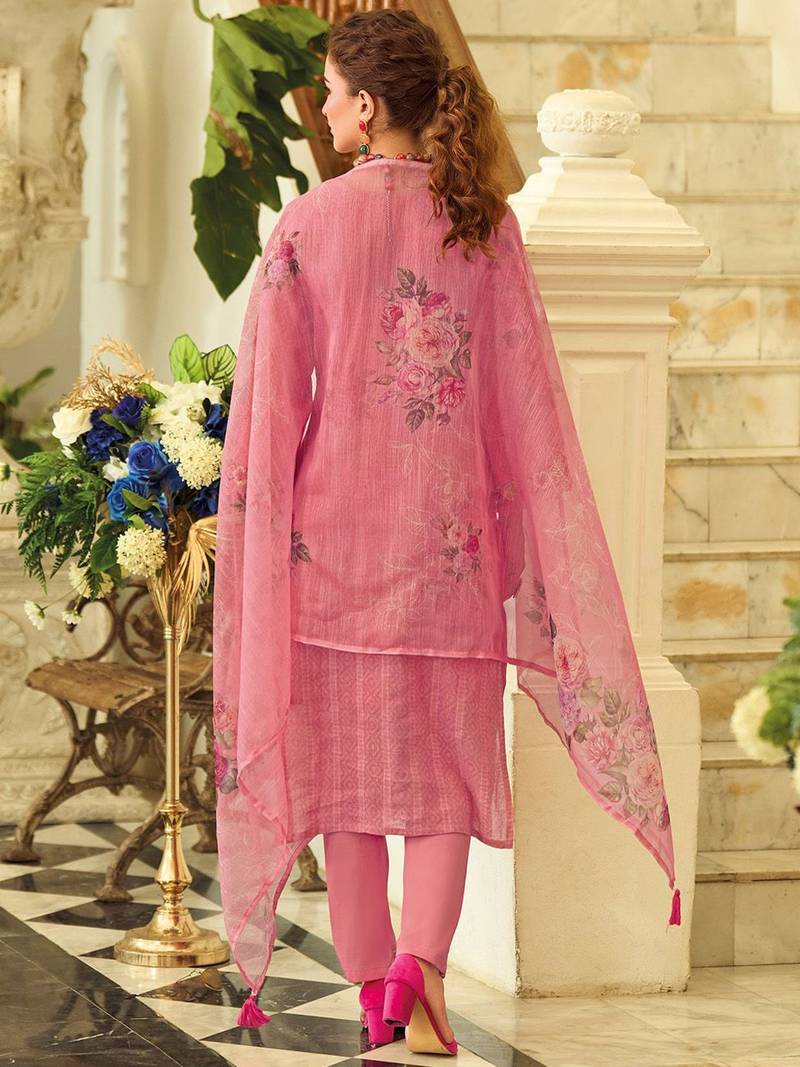 Geometric Printed Square Neck Thread Work Pure Cotton Kurta With Trouser & Dupatta