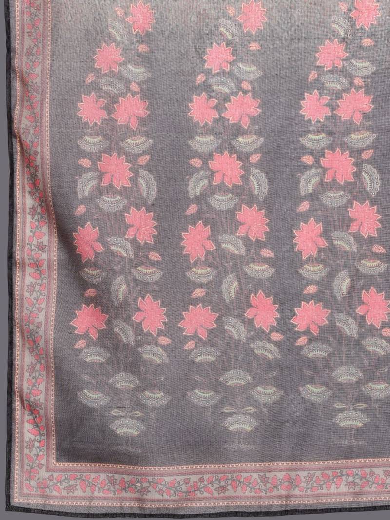 Women Floral Solid Empire Sequinned Kurtas & Trousers With Dupatta