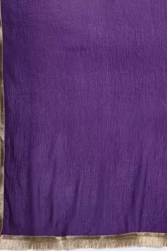 Floral Yoke Design Sequinned Chanderi Silk Straight Kurta With Trouser & Dupatta
