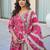 Women Floral Printed Angrakha Gotta Patti Pure Cotton Kurta with Trousers & With Dupatta