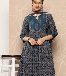 Floral Printed Empire Pure Cotton Kurta With Trousers & Dupatta