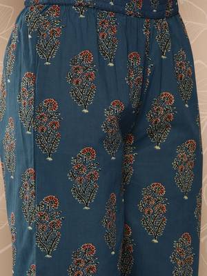 Floral Printed Empire Pure Cotton Kurta With Trousers & Dupatta 7