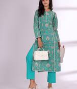Floral Printed Round Neck Pure Cotton Kurta With Trousers