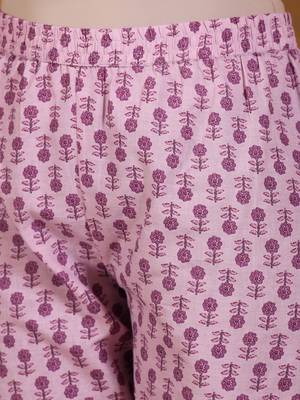 Floral Printed Pure Cotton Screen Print Straight Kurta With Trousers & Dupatta 4