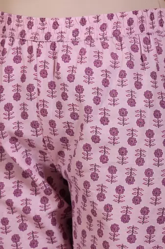 Floral Printed Pure Cotton Screen Print Straight Kurta With Trousers & Dupatta