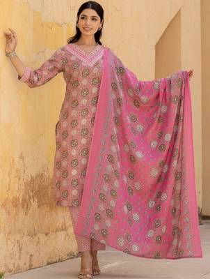 Women Floral Embroidered Regular Mirror Work Kurta with Trousers & With Dupatta 4