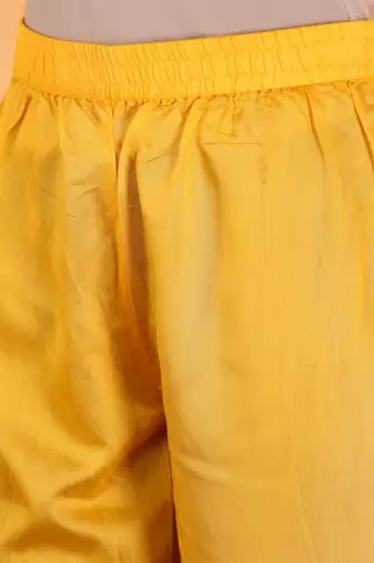 Yellow Floral Printed Square Neck Kurta With Trousers & Dupatta