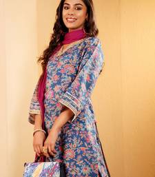 Floral Printed Zari V Neck Flared Sleeves A-Line Kurta With Palazzo And Dupatta