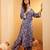 Floral Printed Zari V Neck Flared Sleeves A-Line Kurta With Palazzo And Dupatta