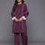Violet Textured Mandarin Collar Straight Kurta With Trousers