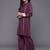 Violet Textured Mandarin Collar Straight Kurta With Trousers