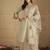 Ethnic Motifs Yoke Design Regular V-Neck Straight Kurta With Trousers And Dupatta