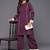 Violet Textured Mandarin Collar Straight Kurta With Trousers