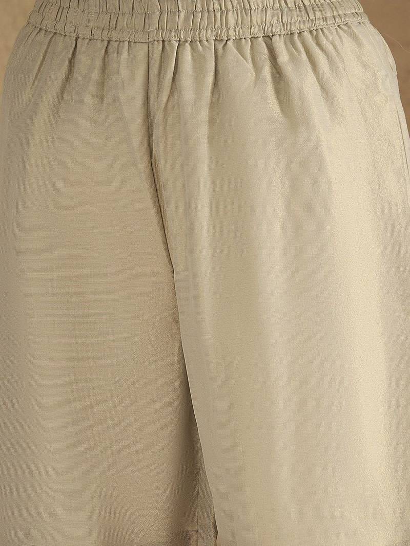 Ethnic Motifs Yoke Design Regular V-Neck Straight Kurta With Trousers And Dupatta