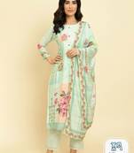 Floral Printed Kurta With Trousers & Dupatta
